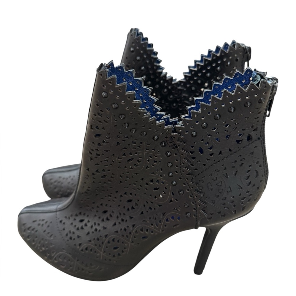 Juicy Couture Black Laser-Cut Stiletto Ankle Boot - Picture 2 of 6